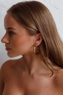 Medusa Hoop Earrings Gold -Fashion women's clothing ER0129GOLD 4