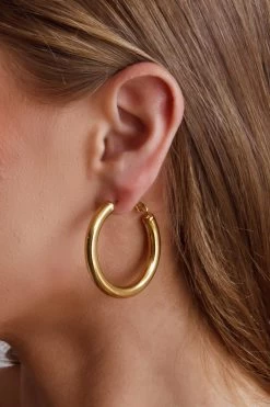 Medusa Hoop Earrings Gold -Fashion women's clothing ER0129GOLD 5