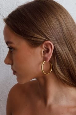 Medusa Hoop Earrings Gold -Fashion women's clothing ER0129GOLD 9
