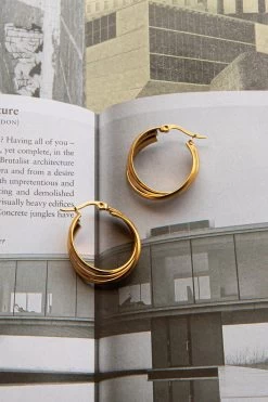 Mona Triple Hoop Earrings Gold -Fashion women's clothing ER0131GOLD 3