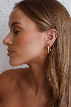 Zayda Open Hoop Earrings Gold 8 Zayda Open Hoop Earrings Gold -Fashion women's clothing ER0134GOLD 3