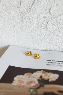 Symphony Woven Open Hoop Earrings Gold -Fashion women's clothing ER0137GOLD 3