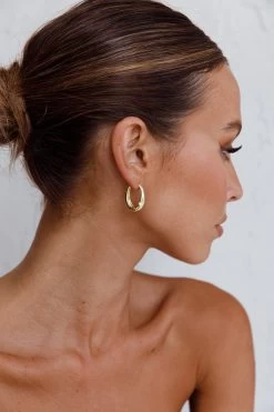 Helena Hoop Earrings Gold 10 Helena Hoop Earrings Gold -Fashion women's clothing ER0138GOLD 6
