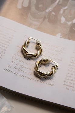 Fate Rope Hoop Earrings Gold 8 Fate Rope Hoop Earrings Gold -Fashion women's clothing ER0139GOLD 4