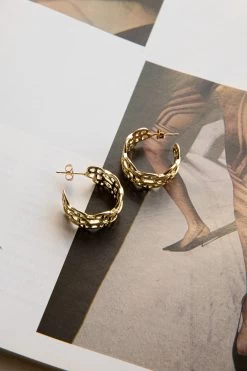 Georgiana Open Chain Hoop Earrings Gold -Fashion women's clothing ER0140GOLD 1