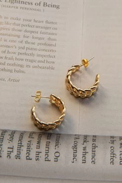 Damian Open Chain Hoop Earrings Gold -Fashion women's clothing ER0141GOLD 1