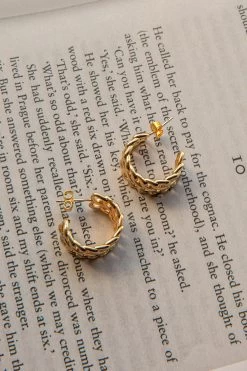Damian Open Chain Hoop Earrings Gold -Fashion women's clothing ER0141GOLD 3