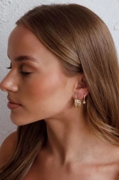 Damian Open Chain Hoop Earrings Gold -Fashion women's clothing ER0141GOLD 7