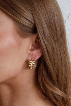 Damian Open Chain Hoop Earrings Gold -Fashion women's clothing ER0141GOLD 8
