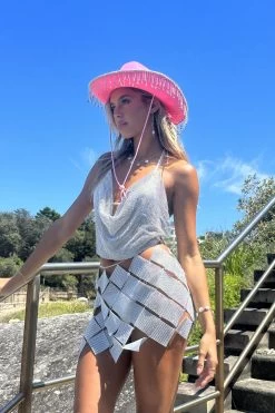 Vally Sequins Geometric Mini Skirt Silver -Fashion women's clothing FS0005SILVER featured