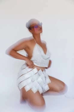 Twinkle Diamante Crop Vest Silver -Fashion women's clothing FS0008SILVER 1 featured