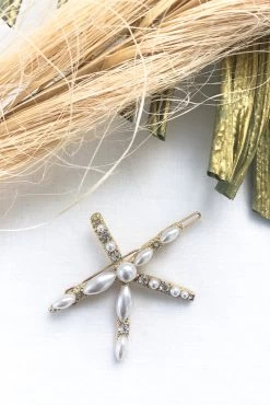 Esme Pearl Starfish Hair Pin Gold