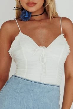 Orli Ruched Bodysuit White -Fashion women's clothing KJ0121D 20WHITE 4