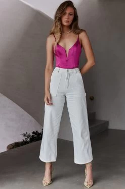 RSVP Cami Strap V-Bust Bodysuit Fuchsia -Fashion women's clothing KJ0158D01 20FUCHSIA 2