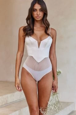 RSVP Cami Strap V-Bust Bodysuit Champagne -Fashion women's clothing KJ0158D01 CHAMPAGNE 6