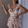 Revel Ruffle Trim Tied Back Romper Floral Pink