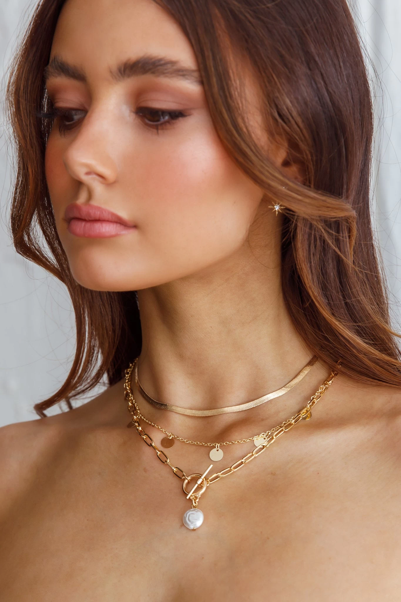 Aria Circle Pearl Pendant Necklace Set Gold 1 Aria Circle Pearl Pendant Necklace Set Gold