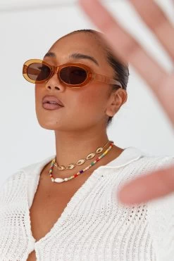 Charlie Neon Oval Sunglasses Tea -Fashion women's clothing SG007TEA 5