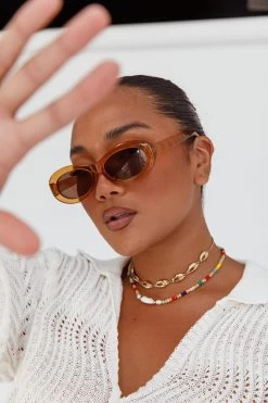 Charlie Neon Oval Sunglasses Tea -Fashion women's clothing SG007TEA 8