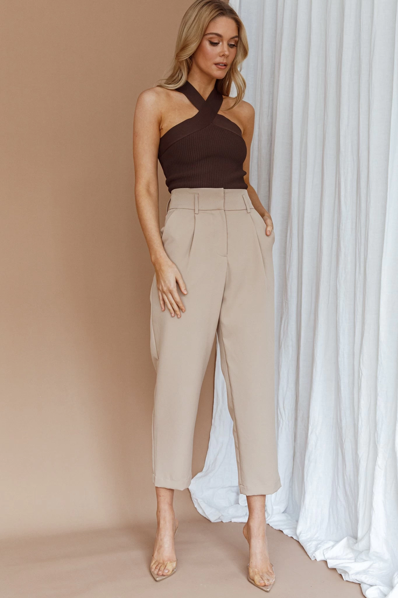 Chance Encounter Straight Leg Pants Latte 6 Chance Encounter Straight Leg Pants Latte - Image 6