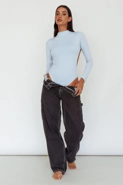 Remy Open Back Bodysuit Light Blue -Fashion women's clothing SL5665B 20LIGHT 20BLUE 2