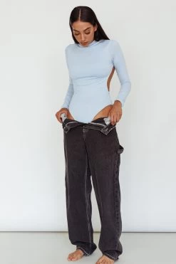 Remy Open Back Bodysuit Light Blue -Fashion women's clothing SL5665B 20LIGHT 20BLUE 7