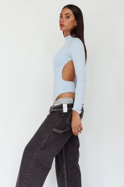Remy Open Back Bodysuit Light Blue -Fashion women's clothing SL5665B 20LIGHT 20BLUE 8
