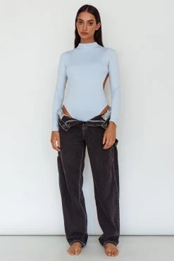 Remy Open Back Bodysuit Light Blue -Fashion women's clothing SL5665B 20LIGHT 20BLUE 9