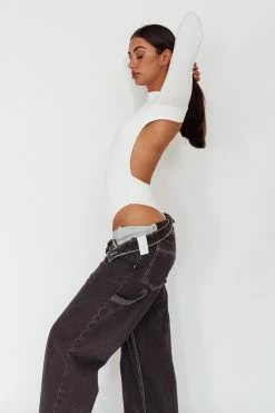 Remy Open Back Bodysuit Off White -Fashion women's clothing SL5665B 20OFF 20WHITE 5