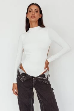 Remy Open Back Bodysuit Off White -Fashion women's clothing SL5665B 20OFF 20WHITE 6