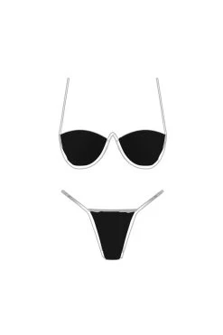 Monaco String Bikini Bottom Black/White -Fashion women's clothing SLB23017 BBLACK WHITE 8
