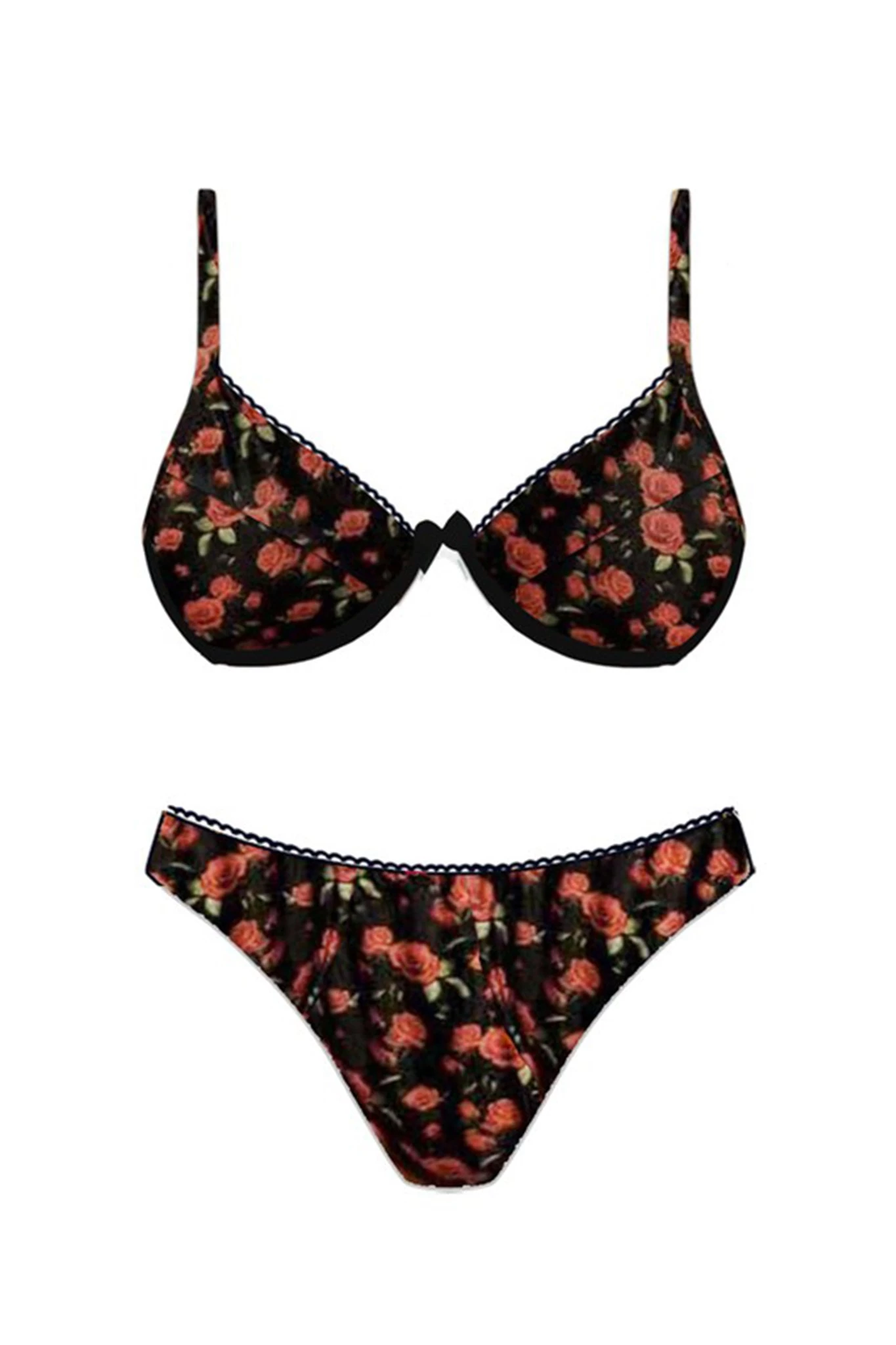 La Dolce Vita Bikini Top Rose Black/Red 2 La Dolce Vita Bikini Top Rose Black/Red - Image 2