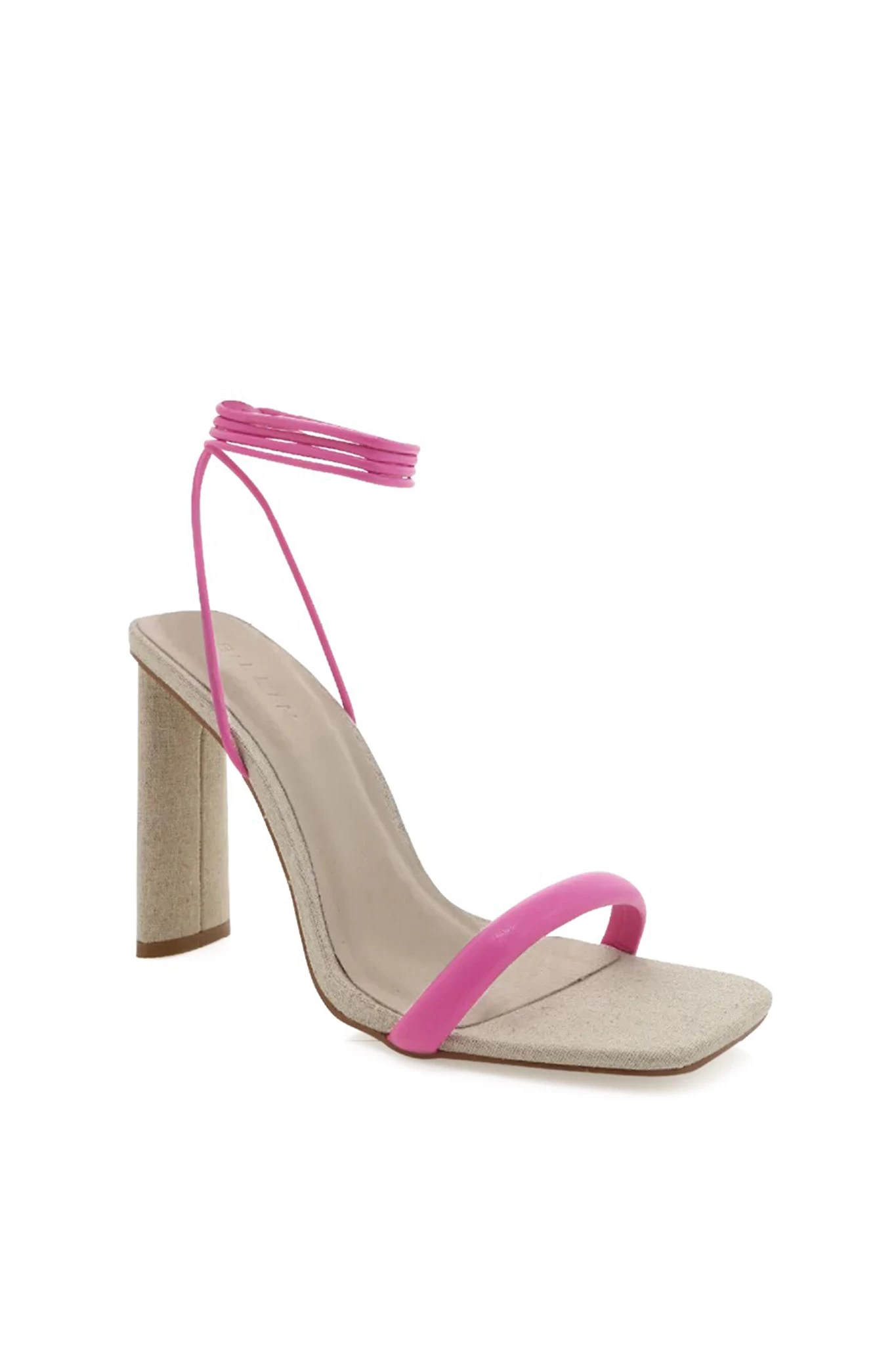 Billini Payson High Block Heel Linen Pink 3 Billini Payson High Block Heel Linen Pink - Image 3