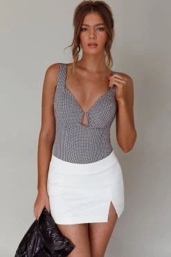 Ivy League Houndstooth Bodysuit Multi -Fashion women's clothing SLBT1731C 20MULTI 8