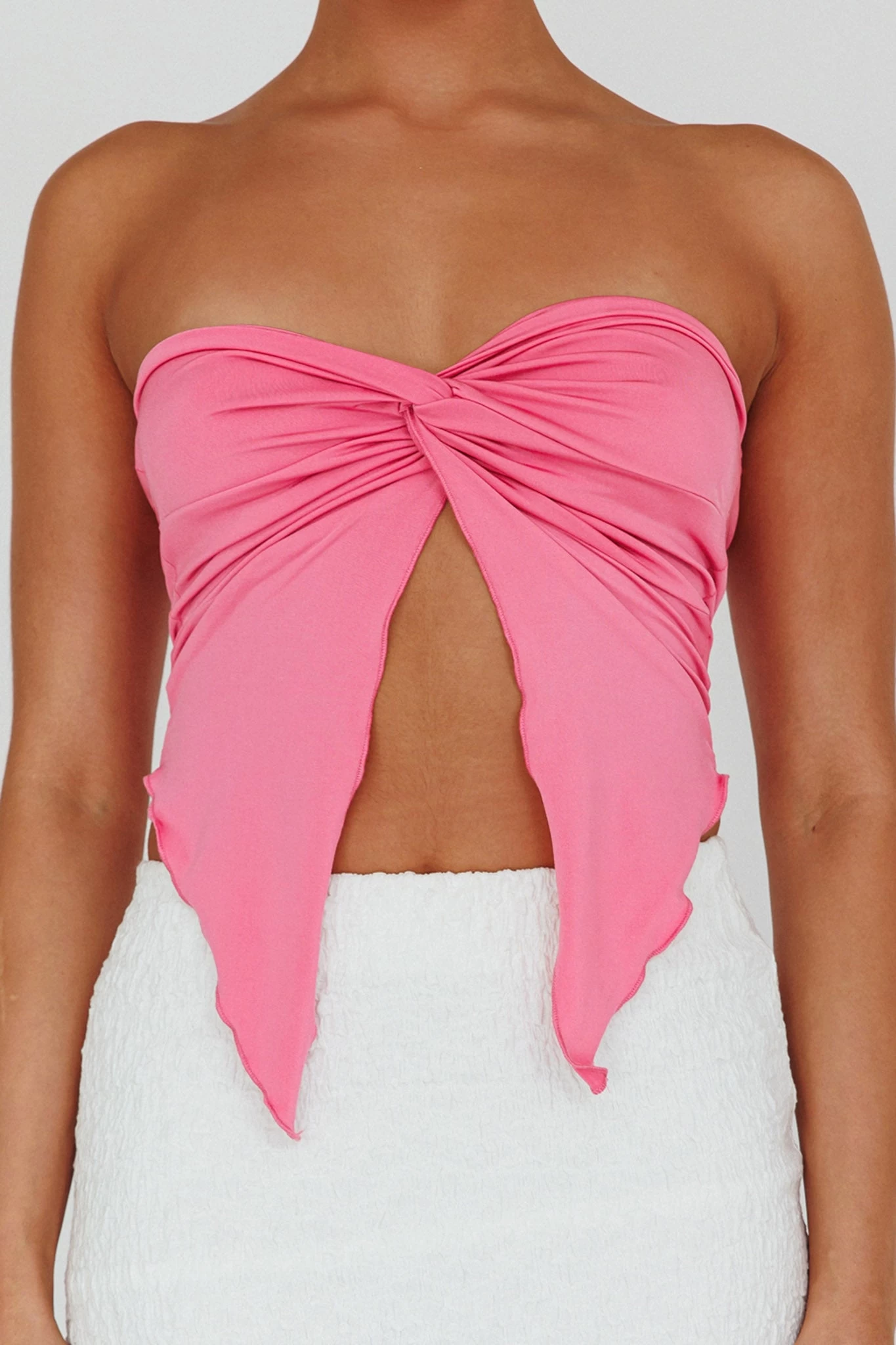 Lulu Strapless Crop Top Candy Pink 4 Lulu Strapless Crop Top Candy Pink - Image 4