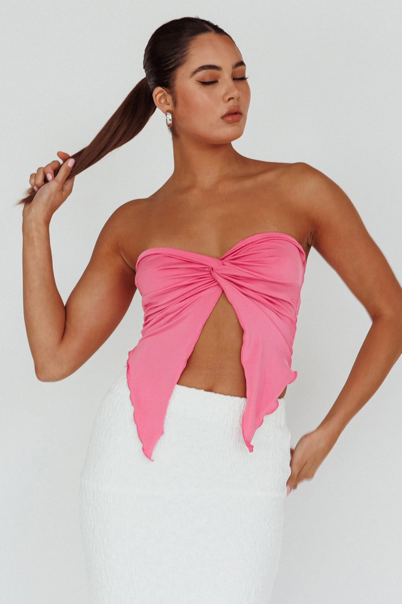 Lulu Strapless Crop Top Candy Pink 5 Lulu Strapless Crop Top Candy Pink - Image 5