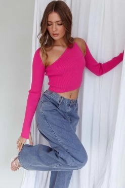Holland One Shoulder Knit Top & Long Sleeve Shrug Pink 10 Holland One Shoulder Knit Top & Long Sleeve Shrug Pink -Fashion women's clothing SLC3026T 20PINK 5