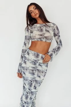 Blue Moons Ruched Midi Skirt Indigo Denim -Fashion women's clothing SLC3328 S 20INDIGO 20DENIM 6