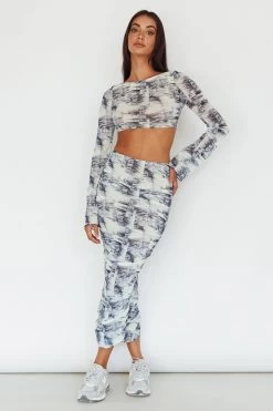 Blue Moons Ruched Midi Skirt Indigo Denim -Fashion women's clothing SLC3328 S 20INDIGO 20DENIM 7