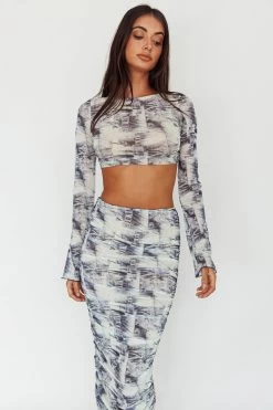 Blue Moons Ruched Midi Skirt Indigo Denim -Fashion women's clothing SLC3328 S 20INDIGO 20DENIM 8