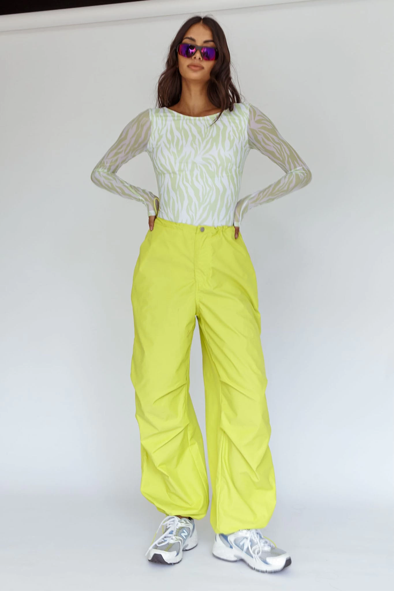 Break Dance Wide Leg Drawstring Pants Lime 1 Break Dance Wide Leg Drawstring Pants Lime