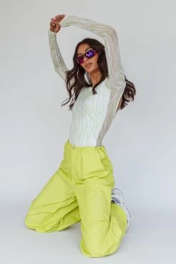 Break Dance Wide Leg Drawstring Pants Lime 10 Break Dance Wide Leg Drawstring Pants Lime -Fashion women's clothing SLCP11834 20LIME 2