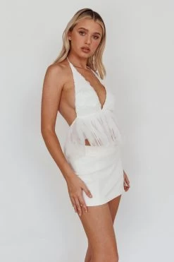 Icon Halterneck Mesh Top White -Fashion women's clothing SLCT11957 20WHITE 5