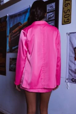 Jazmyn Satin Blazer Pink -Fashion women's clothing SLGJ3767 20PINK 6