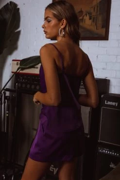 Zylah Satin Shorts Purple -Fashion women's clothing SLGP3769A 20PURPLE 8