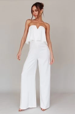 Butterfly Kiss Strapless Jumpsuit Off White -Fashion women's clothing SLGY1829 20OFF 20WHITE 2