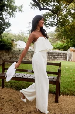 Butterfly Kiss Strapless Jumpsuit Off White -Fashion women's clothing SLGY1829 20OFF 20WHITE 5