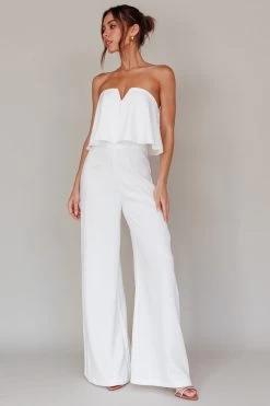 Butterfly Kiss Strapless Jumpsuit Off White -Fashion women's clothing SLGY1829 20OFF 20WHITE 6