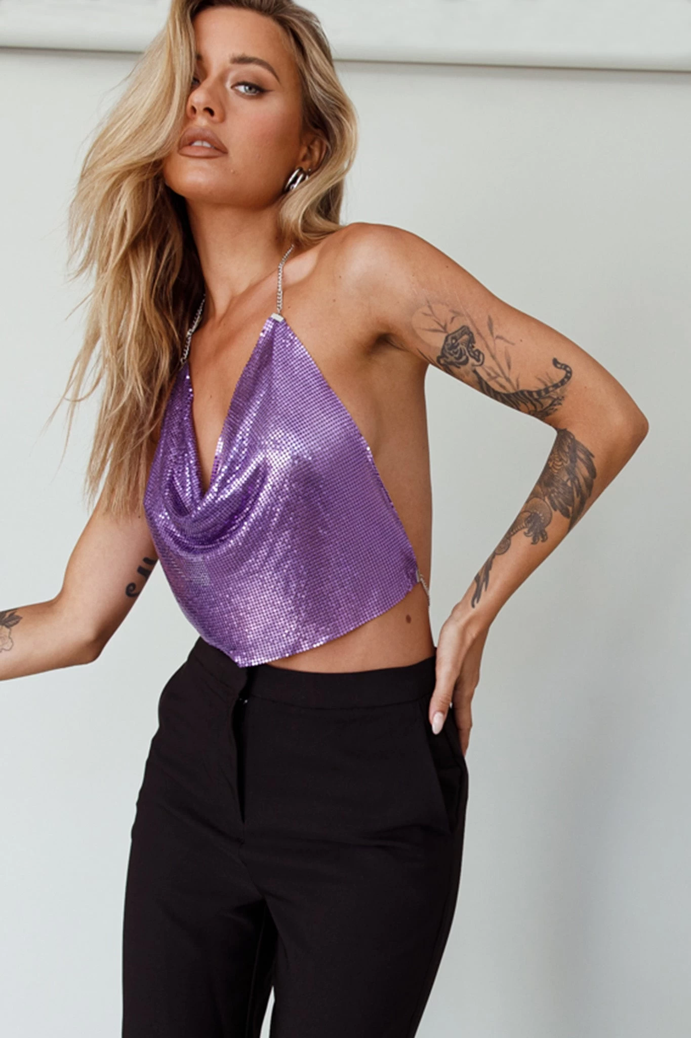 Moonshine Chain Mail Mesh Top Lavender 1 Moonshine Chain Mail Mesh Top Lavender