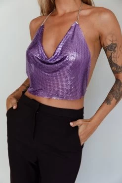 Moonshine Chain Mail Mesh Top Lavender 12 Moonshine Chain Mail Mesh Top Lavender -Fashion women's clothing SLH13395T 20LAVENDER 4